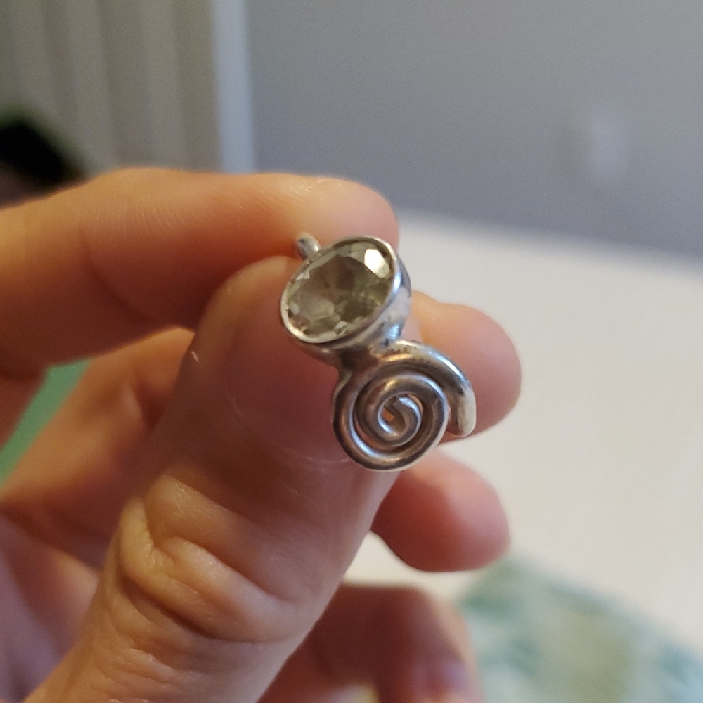 Silver Plated Ring With Quartz Crystal